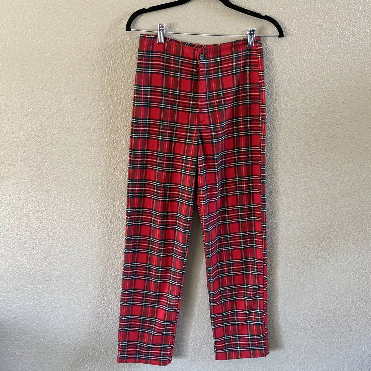 John Galt Brandy Melville Tilden Pants Size Small Red Plaid High Rise 26 Waist