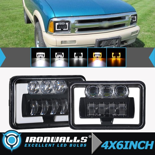 Par de faros LED PUNTO 4x6" haz alto/bajo para camionetas Chevrolet S10 1995 1996 1997 - Imagen 1 de 12