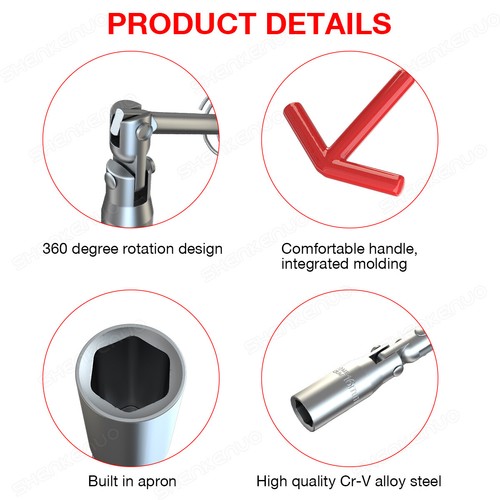 Herramienta de llave de extracción de bujías barra en T mango en T llave flexible enchufe 16 mm - Imagen 6 de 11