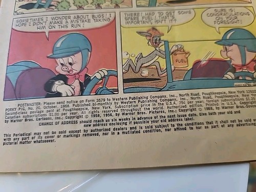 Libro de historietas Porky Pig 1968 llave dorada #20 Bugs Bunny Piolín Silvestre Disney GD 2.0 - Imagen 11 de 19