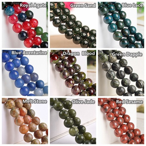 Round 4mm 6mm 8mm 10mm 12mm Natural Stone Gemstone Loose Beads Jewelry Making - Picture 4 of 26