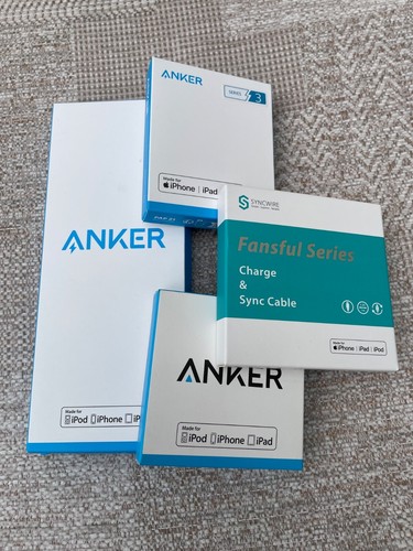 Anker and Syncwire usb to iPhone lightning cables- set of 4 (MFI certified)