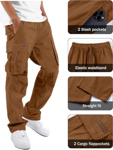 Men's Casual Pants Workout Joggers Stretch Sweat Pants Hiking Tactical Pants - Picture 43 of 96
