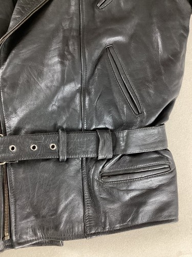 Vintage Heavy Leather Biker Jacket Motorcycle Jacket Size M - see size note - Picture 9 of 20