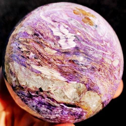 2.55"378g Gemmy!!! Natural Fantastic Purple Charoite Crystal Sphere Ball ip1731 - Picture 13 of 17