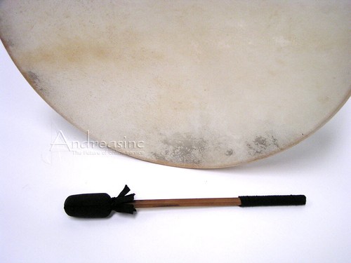 18" GROSSE SCHAMANENTROMMEL MASSIVER SHEESHAMRAHMEN mit NATÜRLICHEM ZIEGENLEDERKOPF - Bild 3 von 4