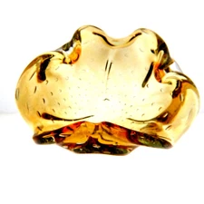 Vintage Murano Art Glass Bowl Gold Color 6.75 Inch Ashtray