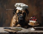 8x10 Matte Print Mastiff Chef Dog Standing Alone