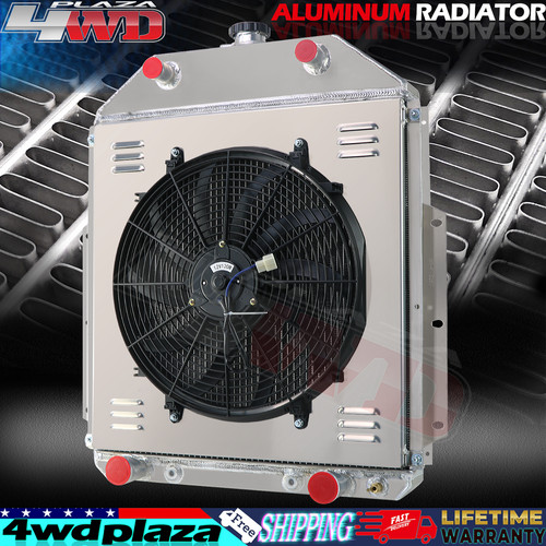 4 Row Radiator Shroud Fan For 1942-1952 Ford F1 F2 F3 Truck Flathead Engine AT - Foto 3 di 14