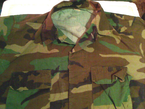 Vintage US Military Army Navy Marines BDU Woodland Camo Shirts Medium To Large - Picture 41 of 73