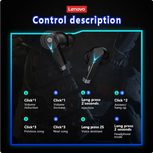 Lenovo LP6 Kopfhörer Gaming Headset Bluetooth 5.0 In-Ear HD Call NEU - Bild 3 von 6