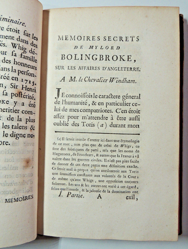 1754. Mémoires secrets de Mylord Bolingbroke sur les affaires d'Angleterre - Imagen 5 de 7