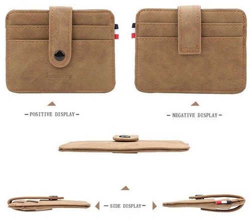 Portafoglio donna slim blocco RFID porta carte di credito pelle tasca porta carte con hasp - Foto 38 di 39