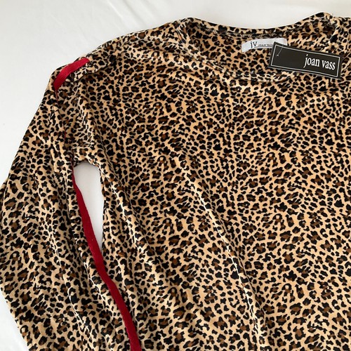 Joan Vass Leopard Print Shirt Pant Set Womens Size M Multicolor Stretch - Picture 11 of 23