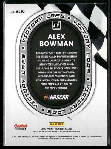 2022 Donruss #VL10 Alex Bowman Victory Laps Holographic #/199 - Picture 2 of 2