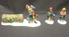 Dept 56 Heritage Village "Bringing Home The Yule Log" Set Of 3 Accessories 