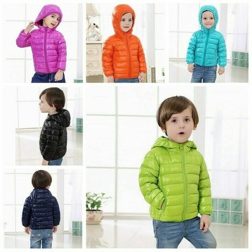 Kinder Jungen Mädchen Daunenjacke Kapuze Steppjacke Leicht Warm Winter Gefüttert - Bild 2 von 19