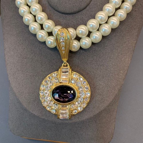 Fashionable Crystal Rhinestone Pendant Pearl Necklace Jewelry Anniversary Gifts - Afbeelding 2 van 6