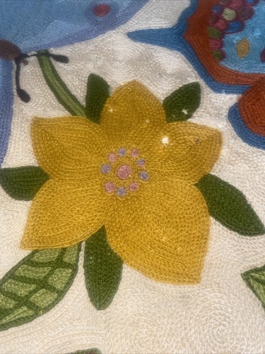 Wunderschöner Wollteppich Kaschmir Schmetterling Design mit Kettennähten 47 x 69 Zoll - Bild 11 von 14