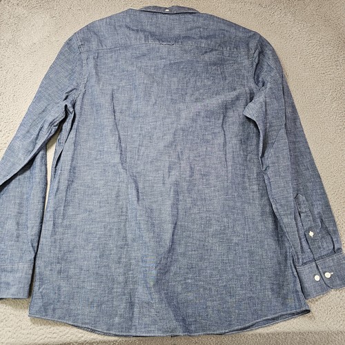 Nordstrom Shirt Mens Extra Large Trim Blue Chambray Jean Button Up Cotton - Picture 5 of 10