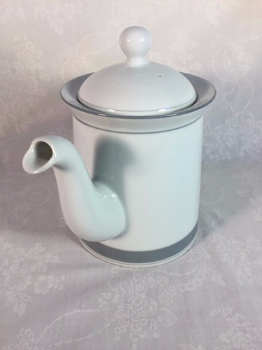 Dansk Concerto Allegro Coffee/Tea Pot White w/Grey Trim w/Creamer&Sugar Bowl Set - Imagen 7 de 12