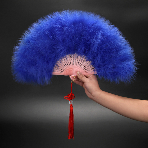 Lady Feather Folding Fan Tasseled Pendant Handheld Chinese Knot Dancing Evening - Picture 5 of 24