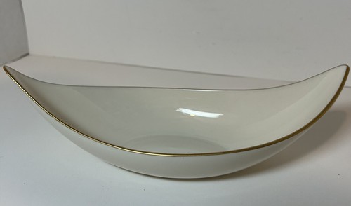 Lenox Porcelain Dish 9” Long 4” Wide Gold Trim On Cream USA Trinket Candy Butter - Picture 3 of 5