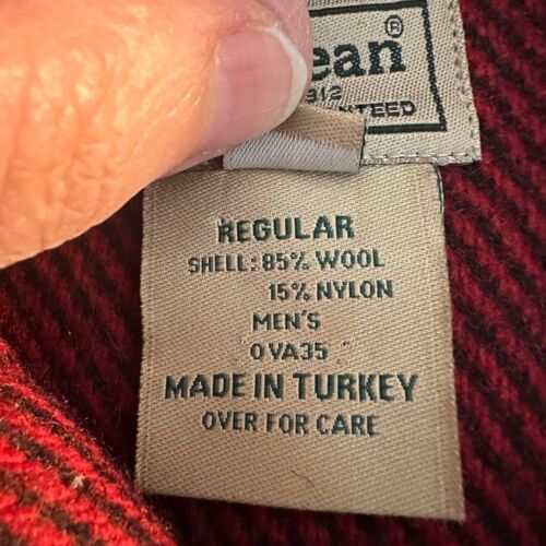 L.L. Bean Wool Blend Shacket Shirt Jacket Size L Reg Red Black Classic Outdoor - Picture 7 of 8