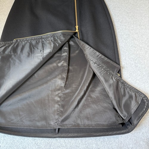 Falda lápiz de lana J Crew dorada cremallera frontal carrera clásica negra para mujer talla 10 - Imagen 8 de 13