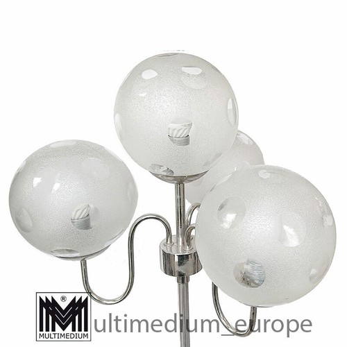 60er Jahre Space Age Sputnik Stehlampe Chrom Tischlampe Glas Kugel