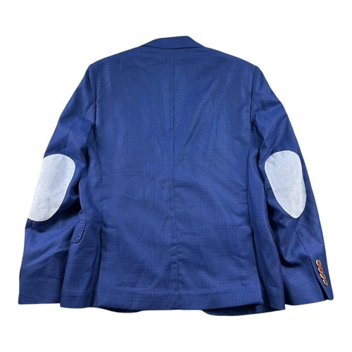 Eredi Pisano Current Blue Woven Linen Suede Elbow Patch Blazer Size 38R - Picture 5 of 9
