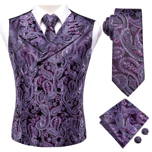 Wedding Casual Work Mens Waistcoat Prom Vest Tie Set Tuxedo Gilet Suit Jacket - Picture 194 of 220