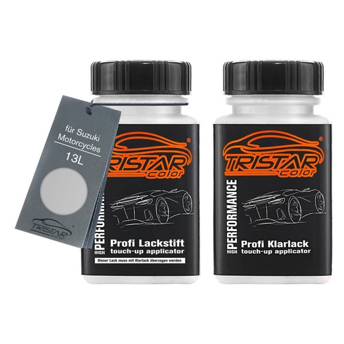 Motorradlack Lackstift Set für Suzuki 13L Bright Silver Metallic Basis Klarlack