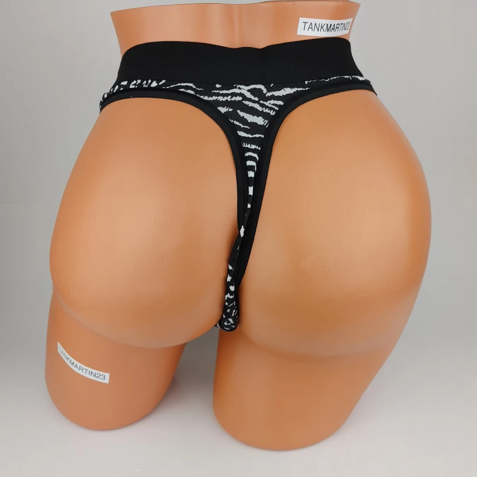 LANE BRYANT CACIQUE PLUS 18/20 COTTON THONG PANTY Black White Animal Print - Image 4 of 4