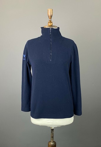 Ladies Giorgio Armani Navy Blue 1/4 Zip High Neck Fleece Sweater Size S - Picture 1 of 10