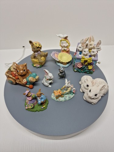AS IS Adorable Lot of 9 Assorted Spring Easter Bunny Ornament Figurines VTG, D29 - Picture 2 of 13