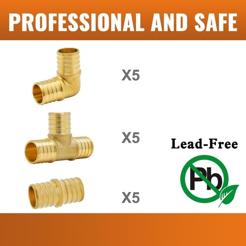Langlebige 15er Pack 1 Zoll PEX Fittings - Korrosionsbeständiges Messing Sortiment - Bild 5 von 8