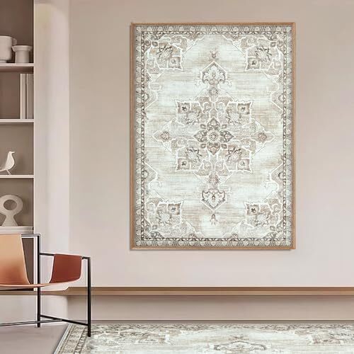 8x10 Area Rugs Living Room: Washable Boho Vintage Medallion Rug 8' x 10' - Picture 7 of 8