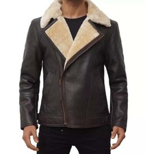 Men's RAF Aviator Real Leather Jacket Coat Bomber B3 Sheep Skin Pilot Flying New