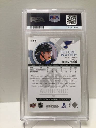 2017-18 SP Authentic Tage Thompson Spectrum FX Bounty Gold /50 PSA 10 - Picture 2 of 2
