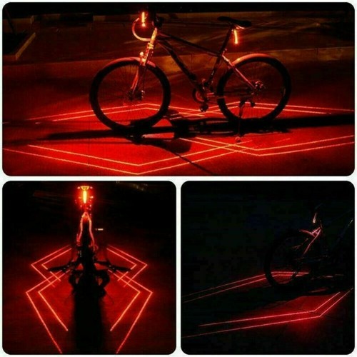 USB Wiederaufladbare Mountainbike Fahrrad Laser 5-LED Rücklicht Fahrrad Lampe - Bild 5 von 12