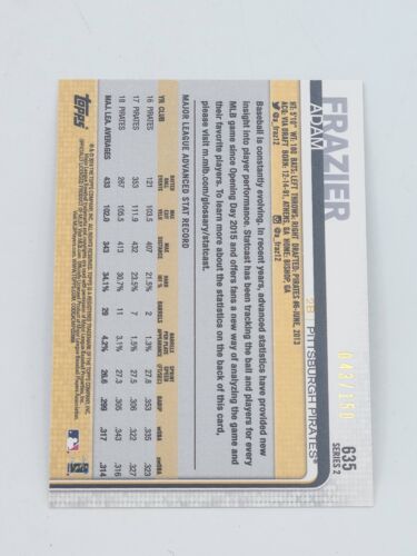 2019 Topps Series 2 Adam Frazier Advanced Stats 043/150 #635 Pirates - Picture 2 of 2