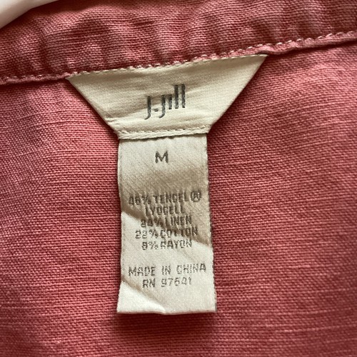 J. Jill Linen Blend Jean Jacket Collarless Peach Salmon Lightweight Medium - Picture 4 of 9