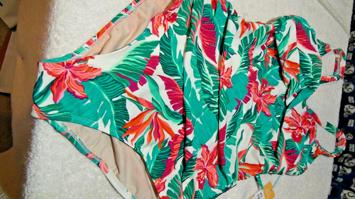 Traje de baño para mujer Kona Sol control de barriga estampado tropical envoltura frontal M,L, XL - Imagen 4 de 22