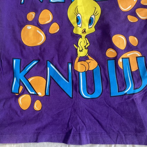 Vtg 90s All Over Print Tweety Bird T Shirt Looney Tunes Freeze Distressed AOP XL - Picture 3 of 14