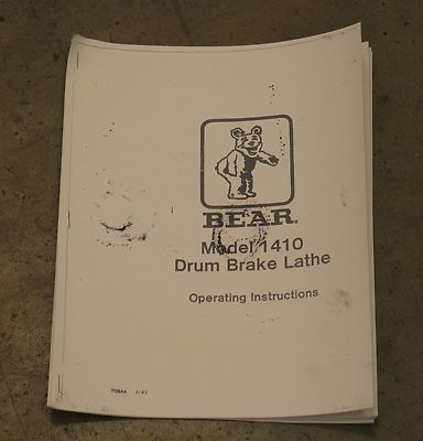 Bear 1410, FMC, Drum Doktor & John Bean Drum Brake Lathe Operating Manual