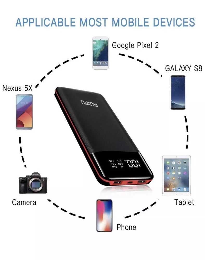 Power Bank 24000mAh Portable Charger High Capacity Dual USB External Battery