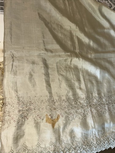 Antique Victorian Dress Makers Lot 2 Net Silk Lace, And Embroidered Pieces - Picture 2 of 11