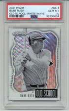 2021 PANINI PRIZM OLD SCHOOL WHITE WAVE #OBG2 BABE RUTH YANKEES PSA 10 LOW POP