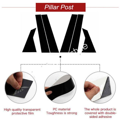 6pcs Glossy Black Door Pillar Posts Piano Cover Trim For Honda Civic Sedan 16-21 - Picture 9 of 16